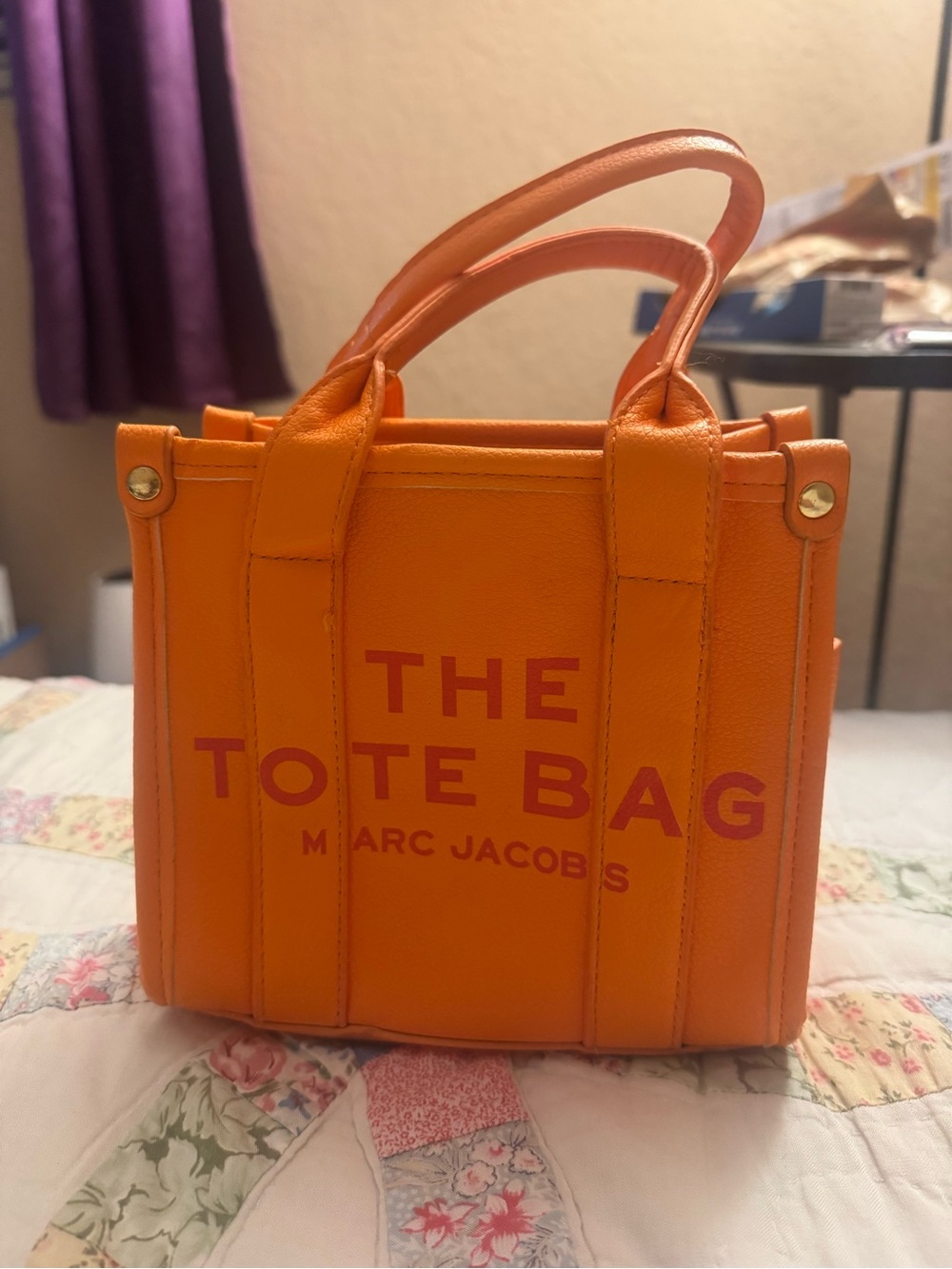 Orange Leather Mini Tote